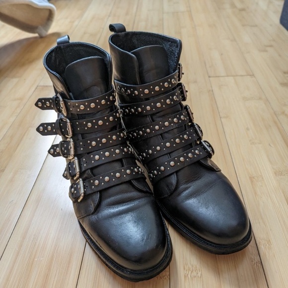 Maje! Edgy & Bold: Multi-Buckle Fortune Ankle Boots 🖤✨ - Picture 2 of 11